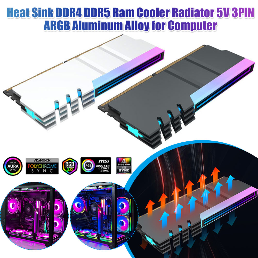 Ddr5 Rgb Ram - ฮีทซิงค์ระบายความร้อนสำหรับโมดูลหน่วยความจำพีซี 5V 3PIN ARGB แผ่นระบายความร้อนสำหรับหน่วยความจำพีซี ฮีทซิงค์ระบายความร้อน